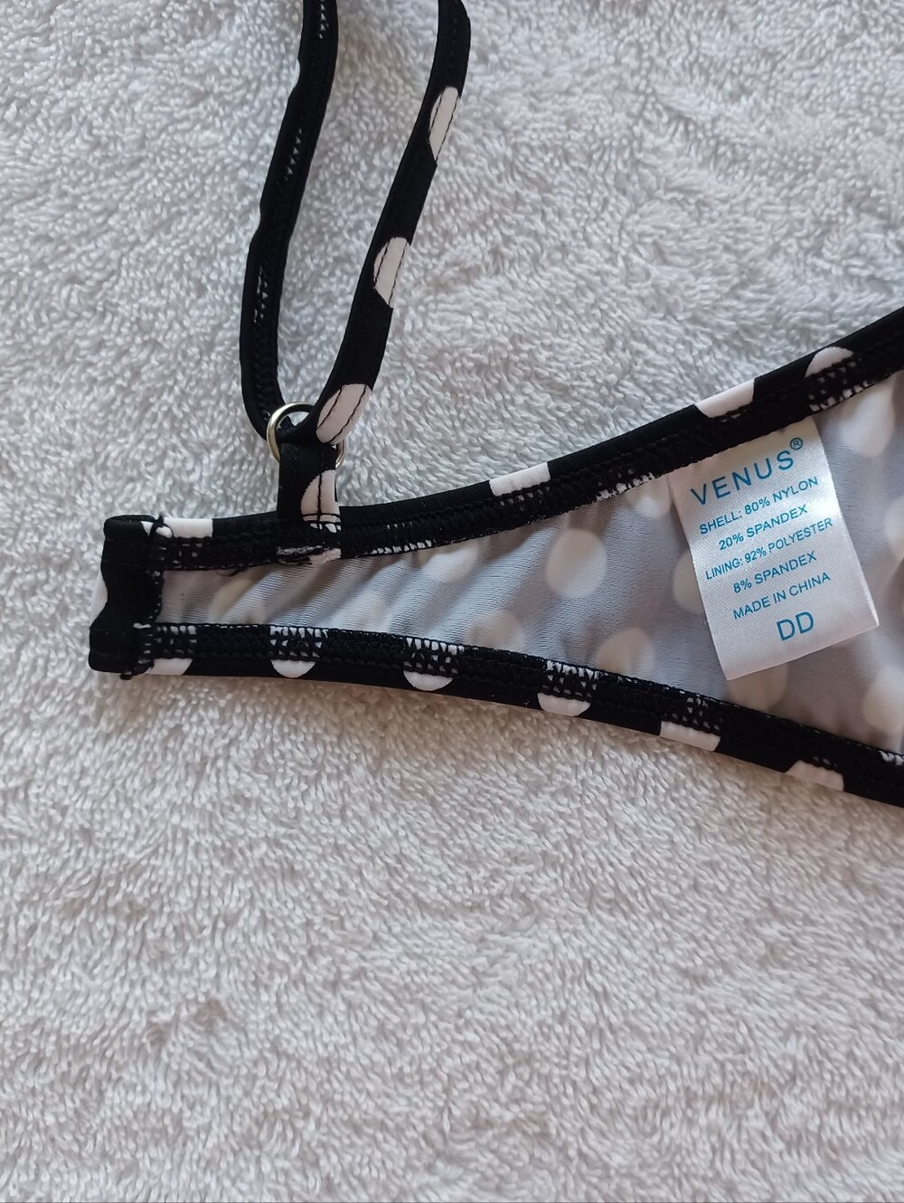 VENUS Black and White Polka Dot Underwire Bikini Top, Size DD - Picture 13 of 16